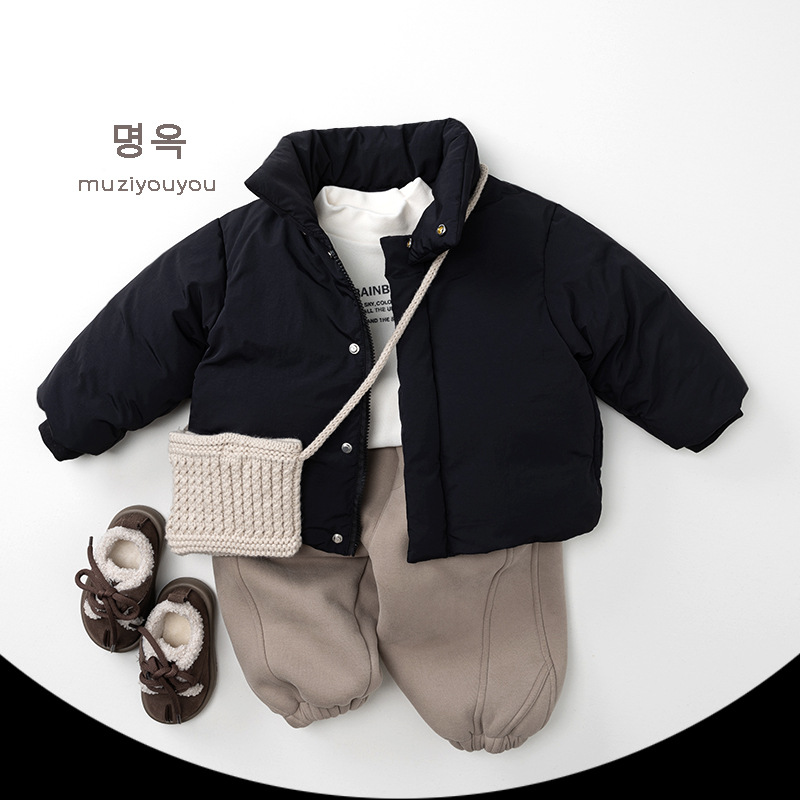 90白鸭绒~韩版极简~儿童羽绒服2026冬季新款男女宝简约韩系90绒