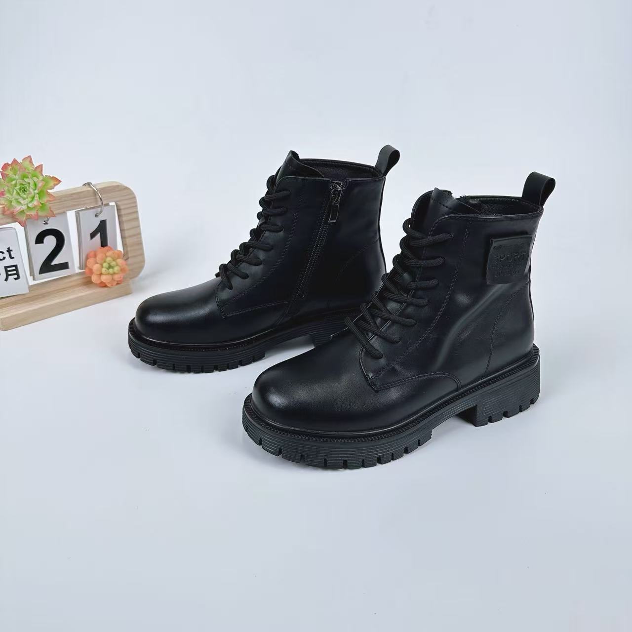 小强家女鞋 厚底系带短筒百搭学院风（A397-23-1）（1534X43088W-10）