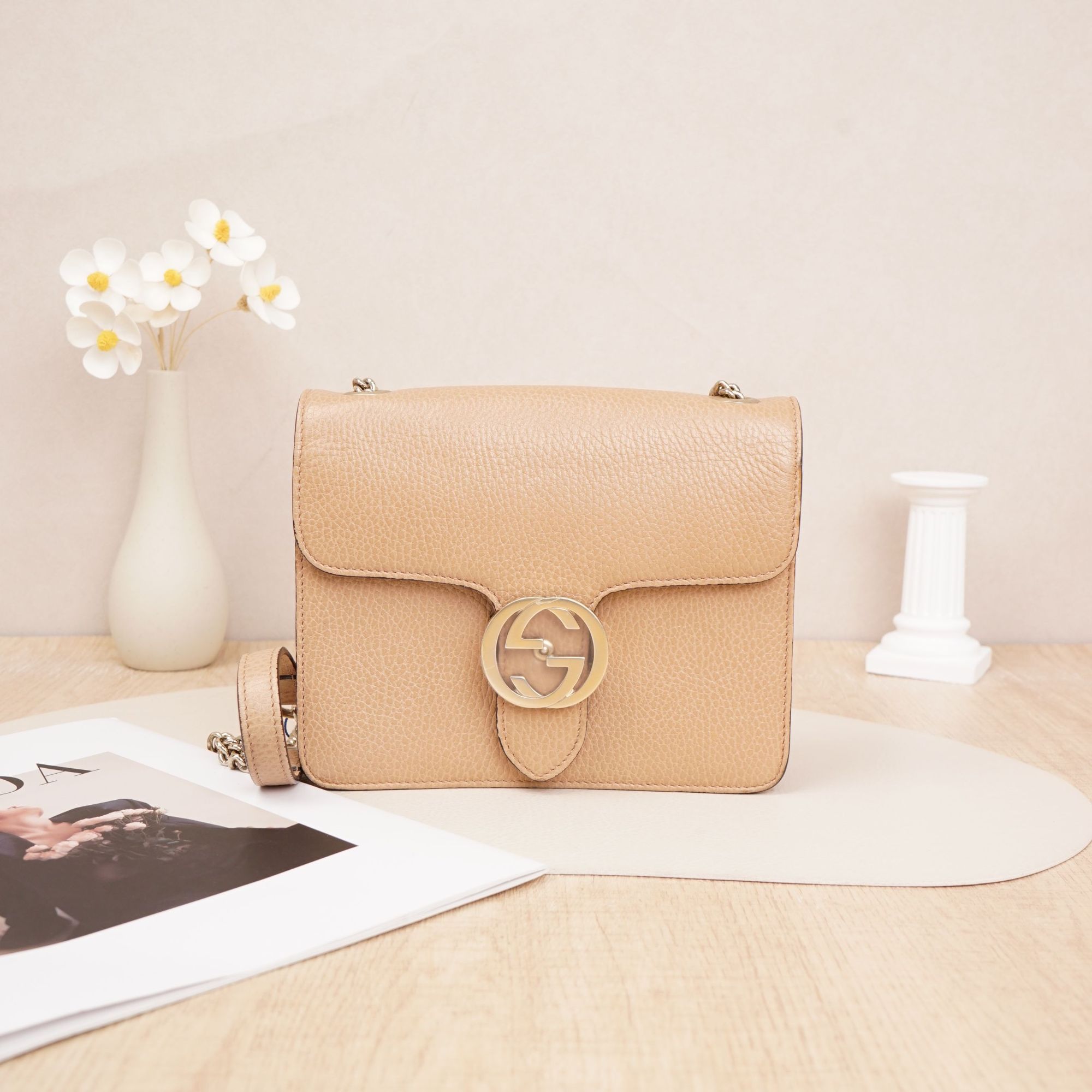 95新 GUCCI/古驰 古驰风琴woc奶茶色/DS024865