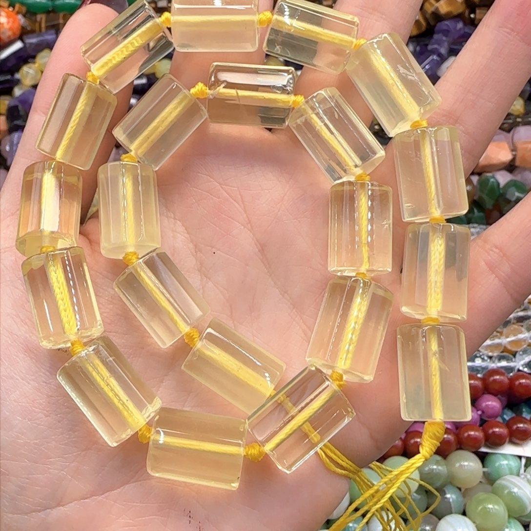 玛瑙/玉髓珠宝半成品未镶嵌柠檬晶切面一条12×16