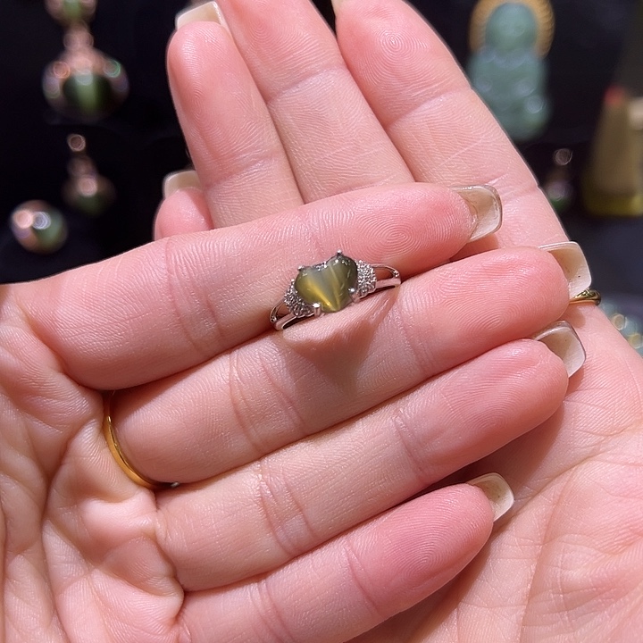 和田玉银S925镶嵌戒指