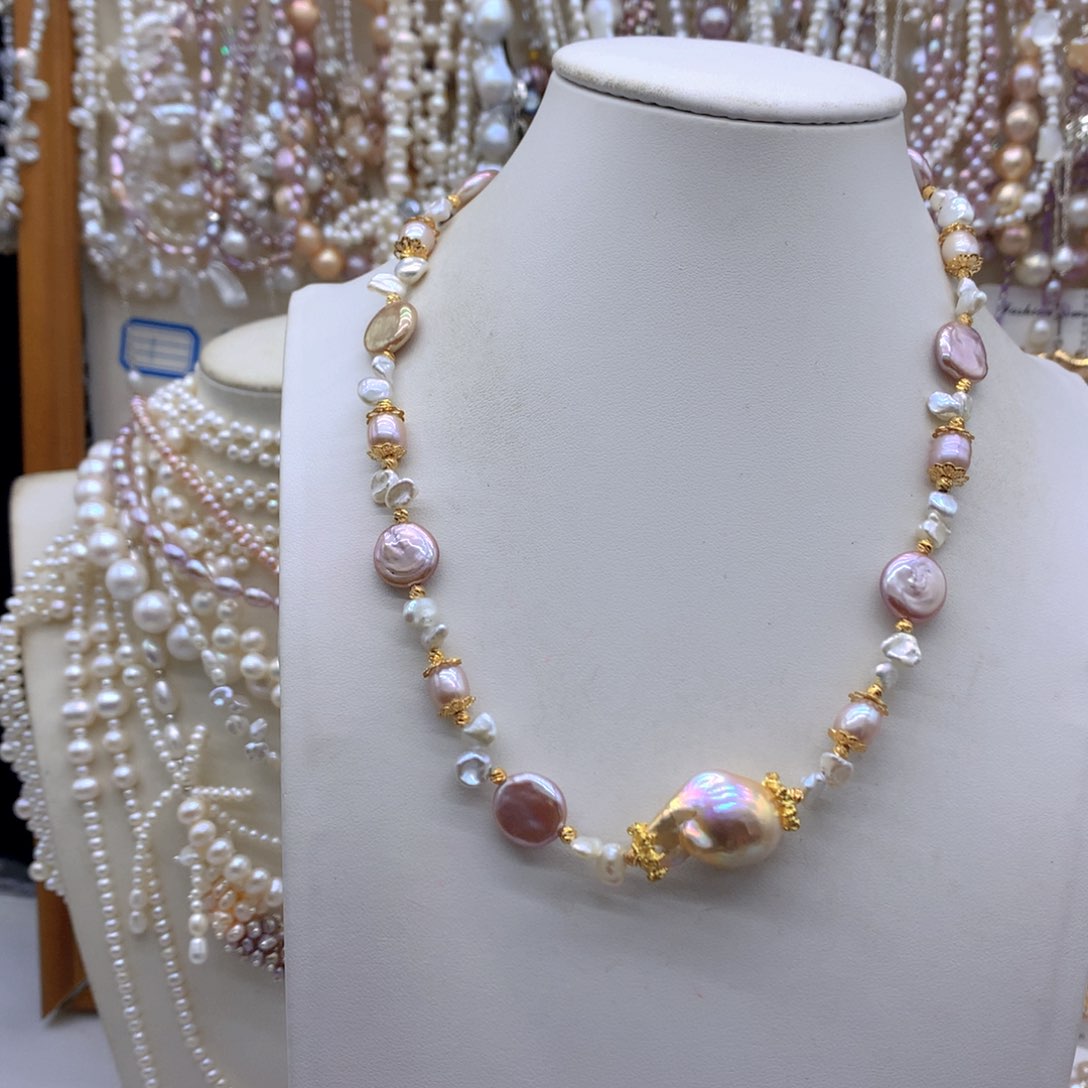 好***散合金淡水珍珠项链耳饰