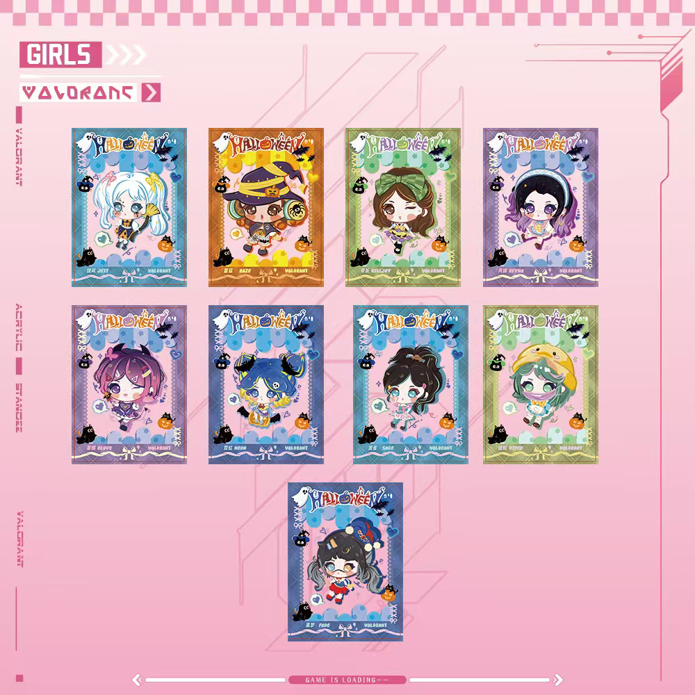 万圣节无畏契约亚克力水晶透卡周边盲盒系列瓦罗兰特