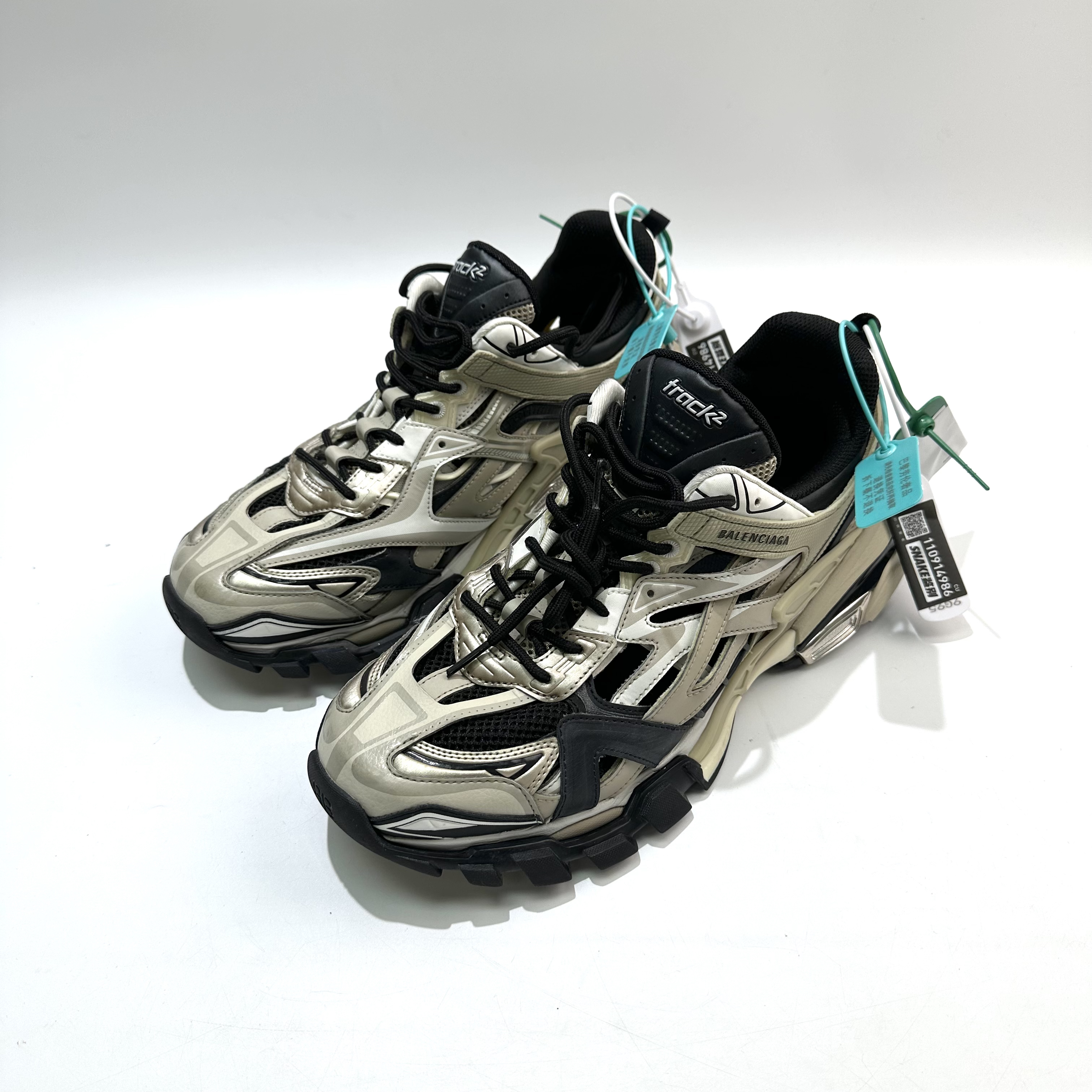 99新 Balenciaga/巴黎世家 44码 米黑色Track2.0老爹鞋bl0494