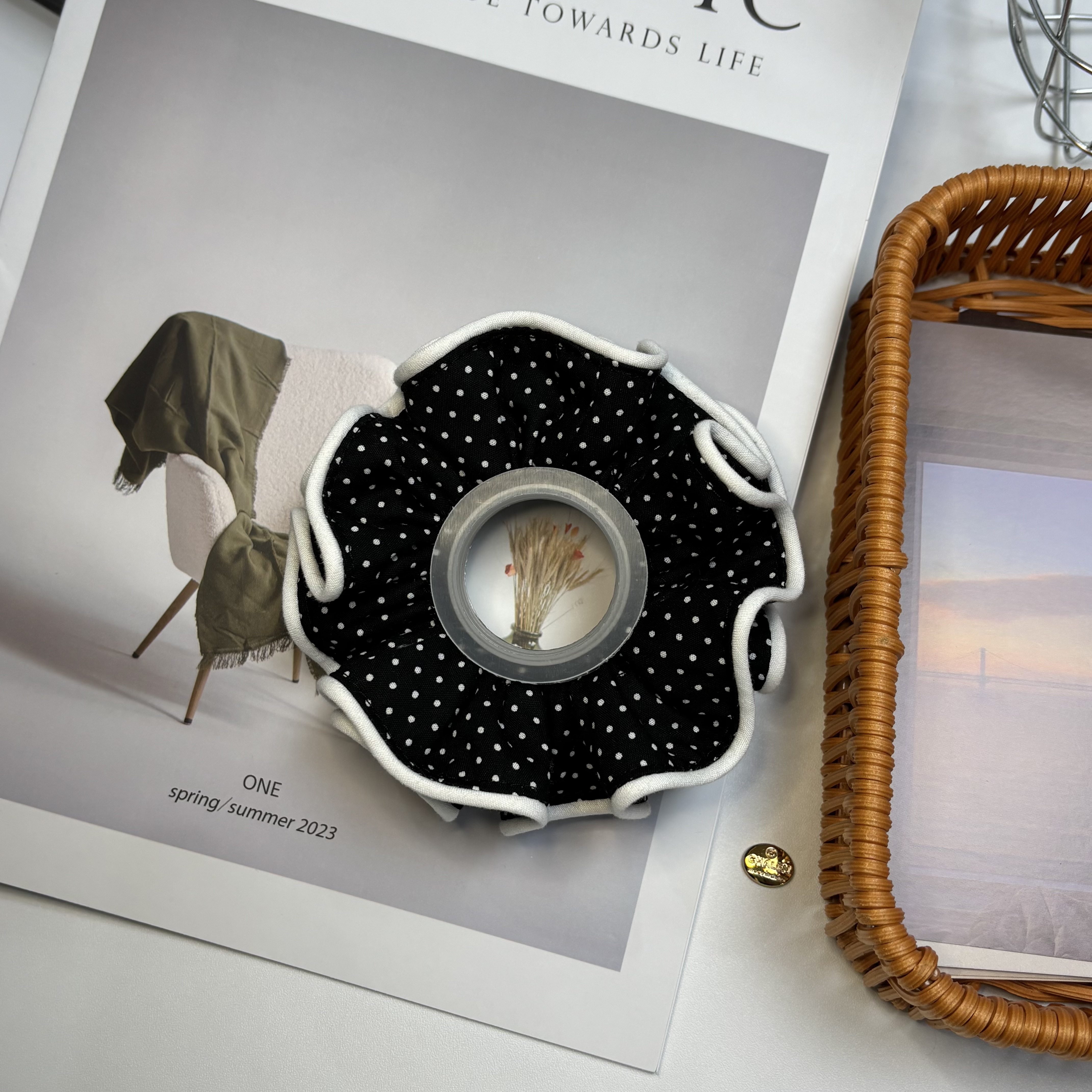 手作肠圈中蛮腰波点双层中肠发圈发绳  满20包邮