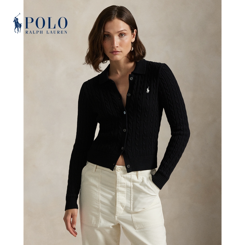 Ralph Lauren拉夫劳伦女装 25秋绞花编结棉质针织开襟衫211971881