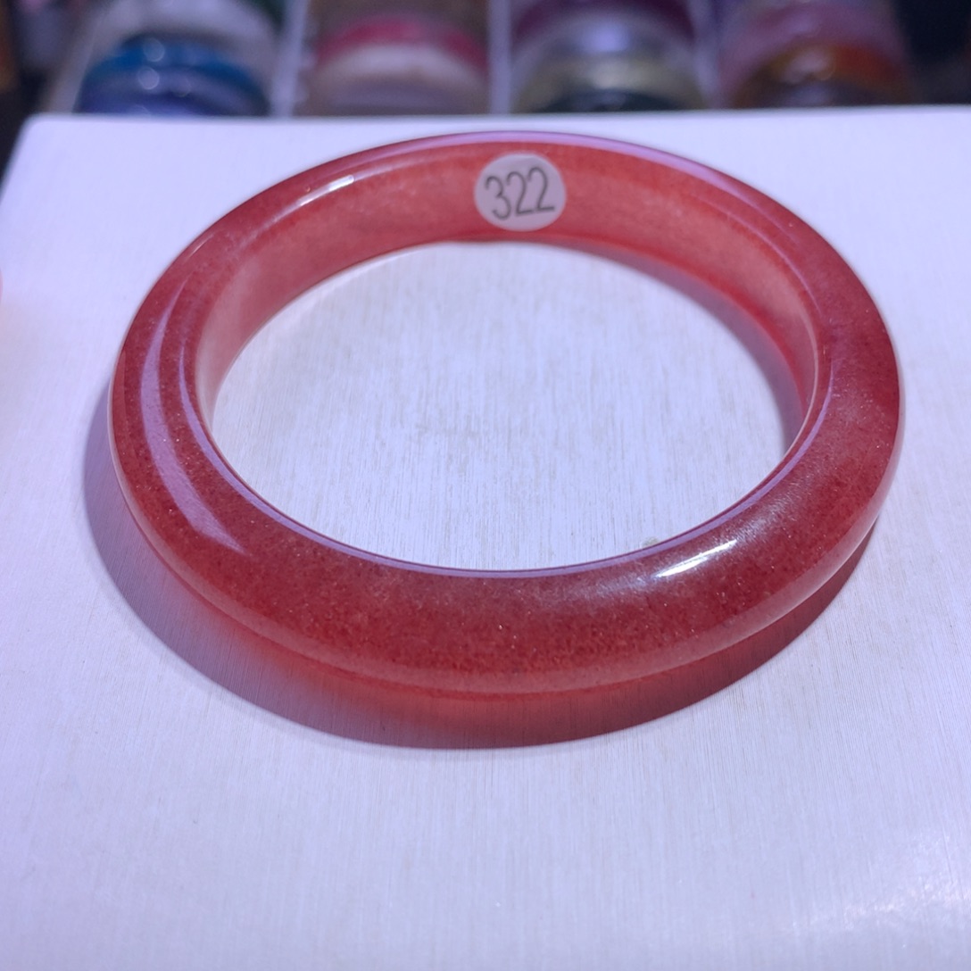 银S925镶嵌水晶手镯鸽血红草莓晶57.5圈322