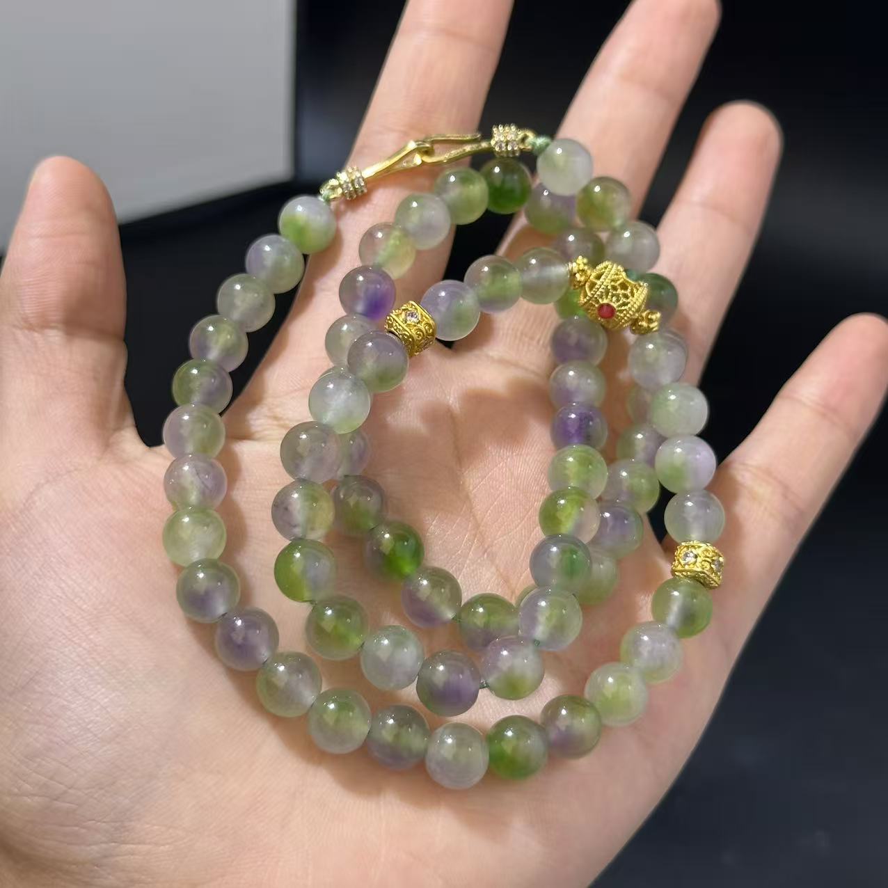 春带采飘花渐变珠珠链吊坠A02-28