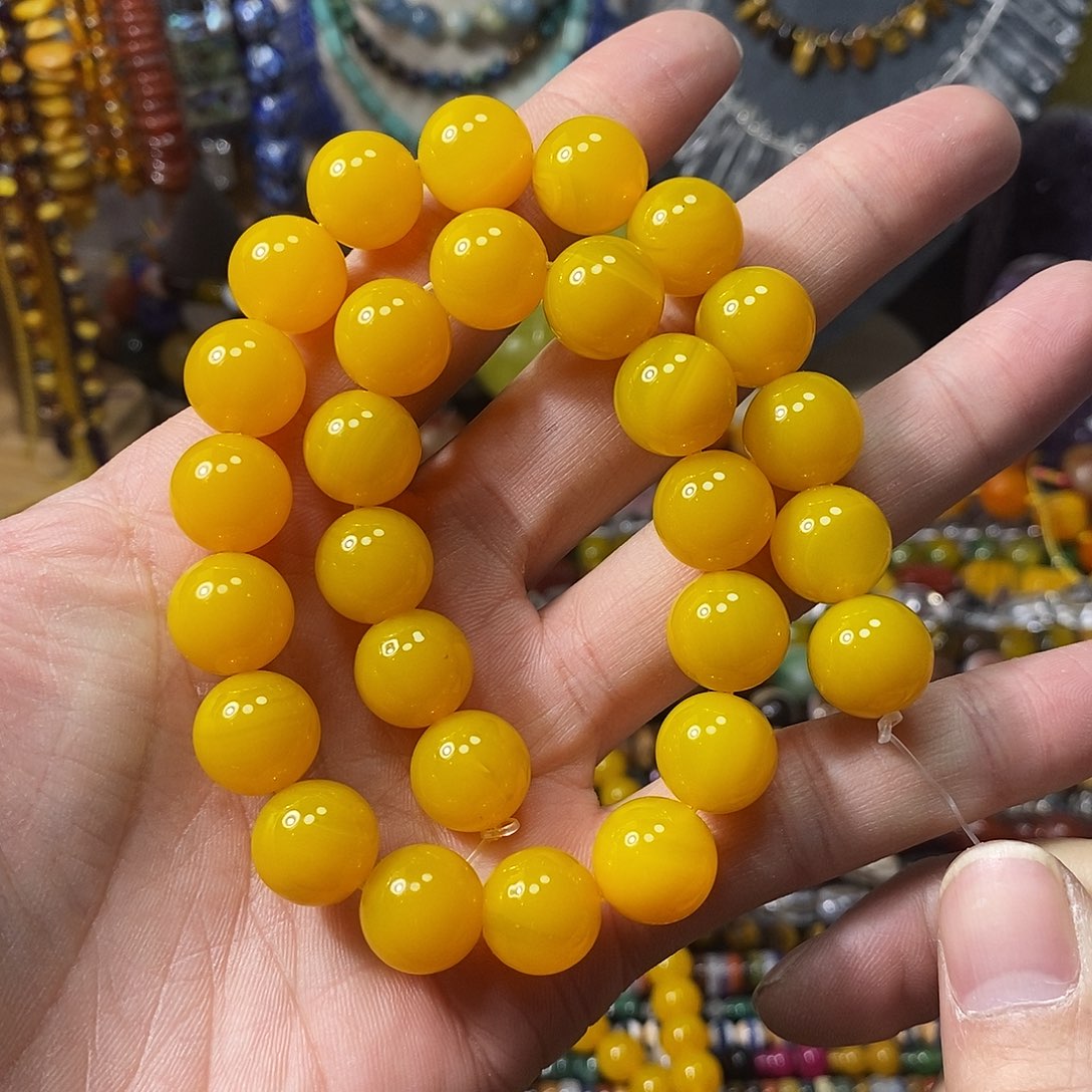 石英质玉未镶嵌，A品蜜，蜡黄玛瑙14mm，