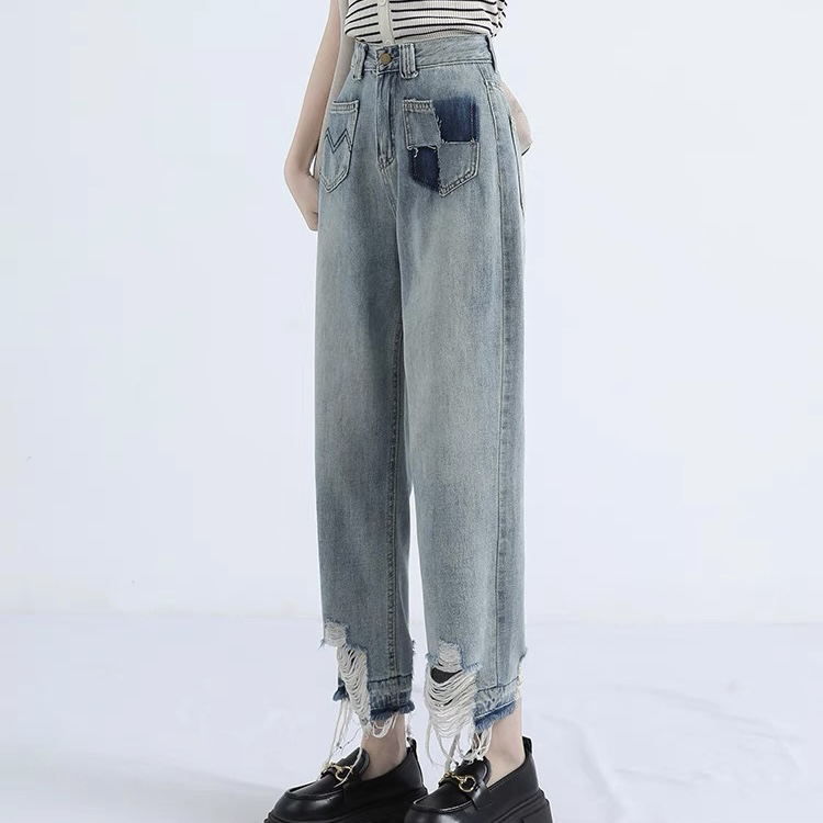 【心依阁铭品】963佐希蓝色薄款牛仔裤烟管裤