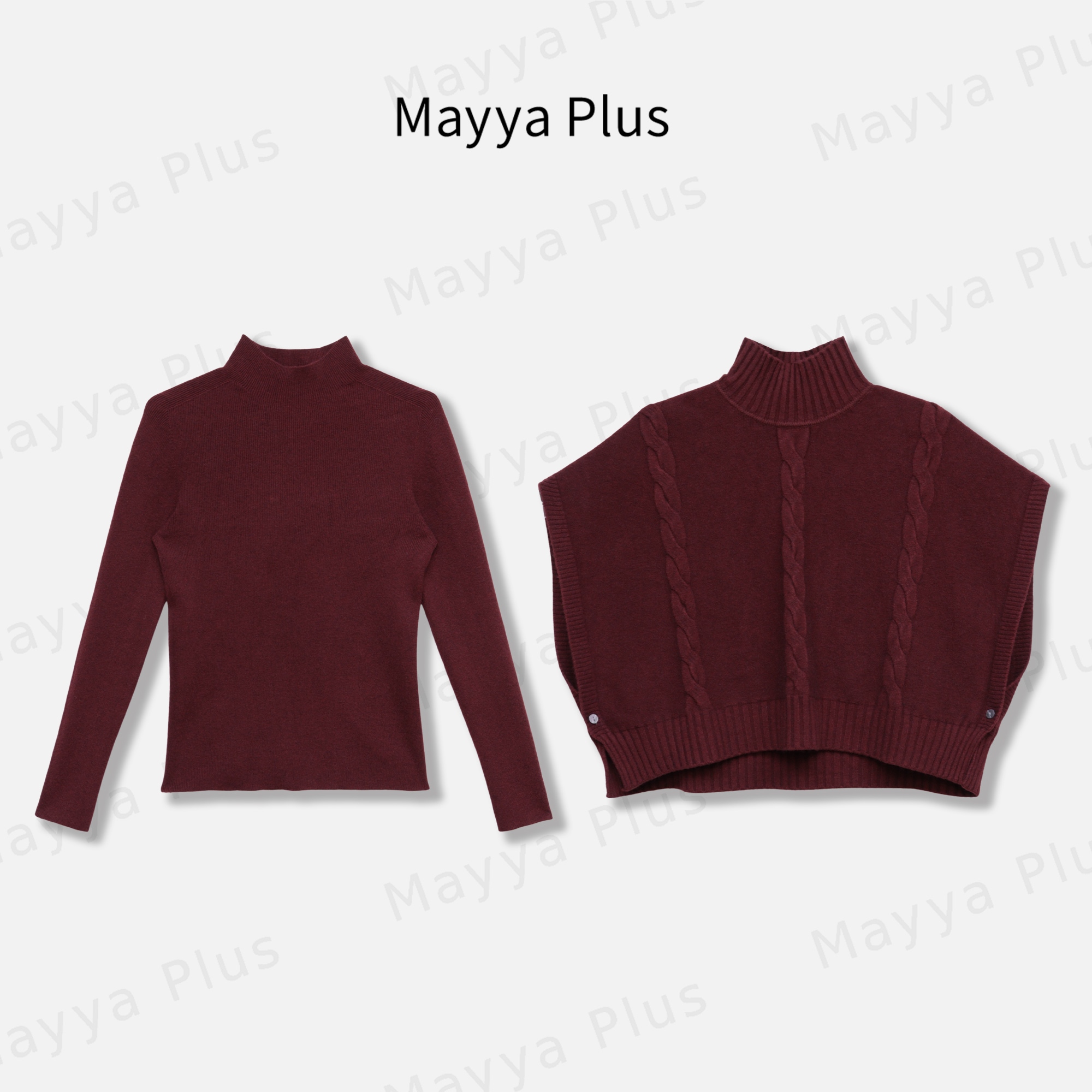 【魔法毛衣】Mayya Plus麦芽定制毛茸茸气质针织毛衣套装32547078AB