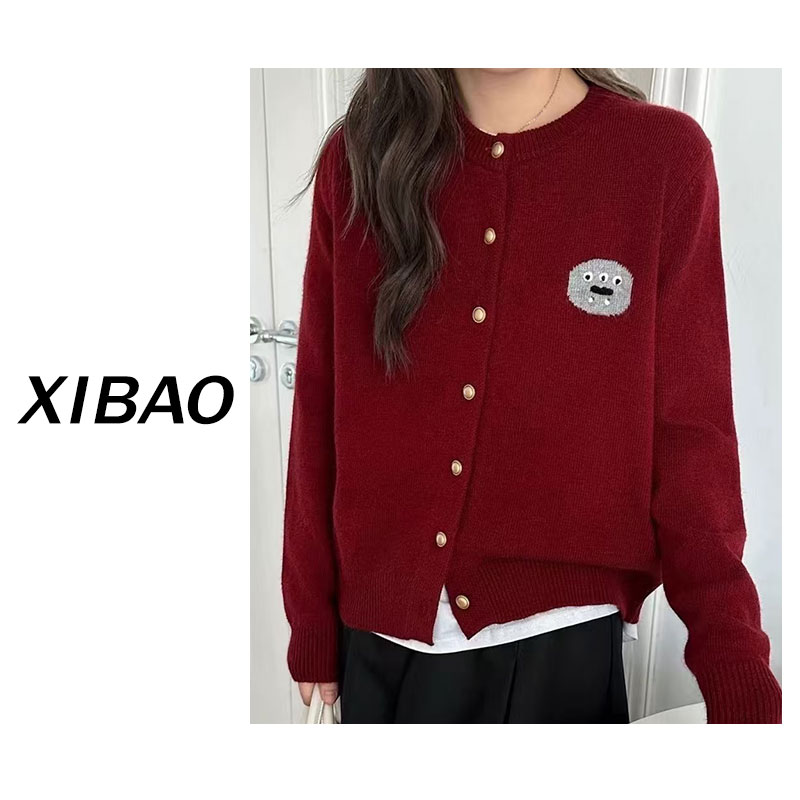 【小怪兽】进口美丽诺超细羊毛圆领开衫外套WB