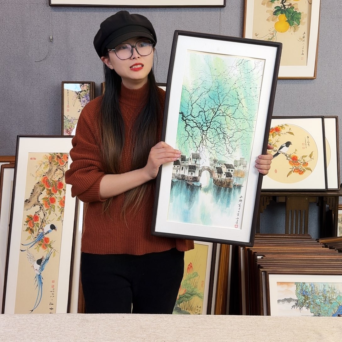 国画手绘带框尺寸： 36*69