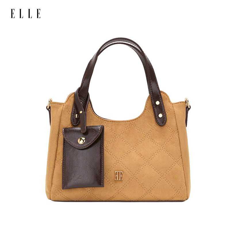 ELLE25年新款【琥珀流光】百搭时尚复古设计师爆款菱格菜篮子斜挎包