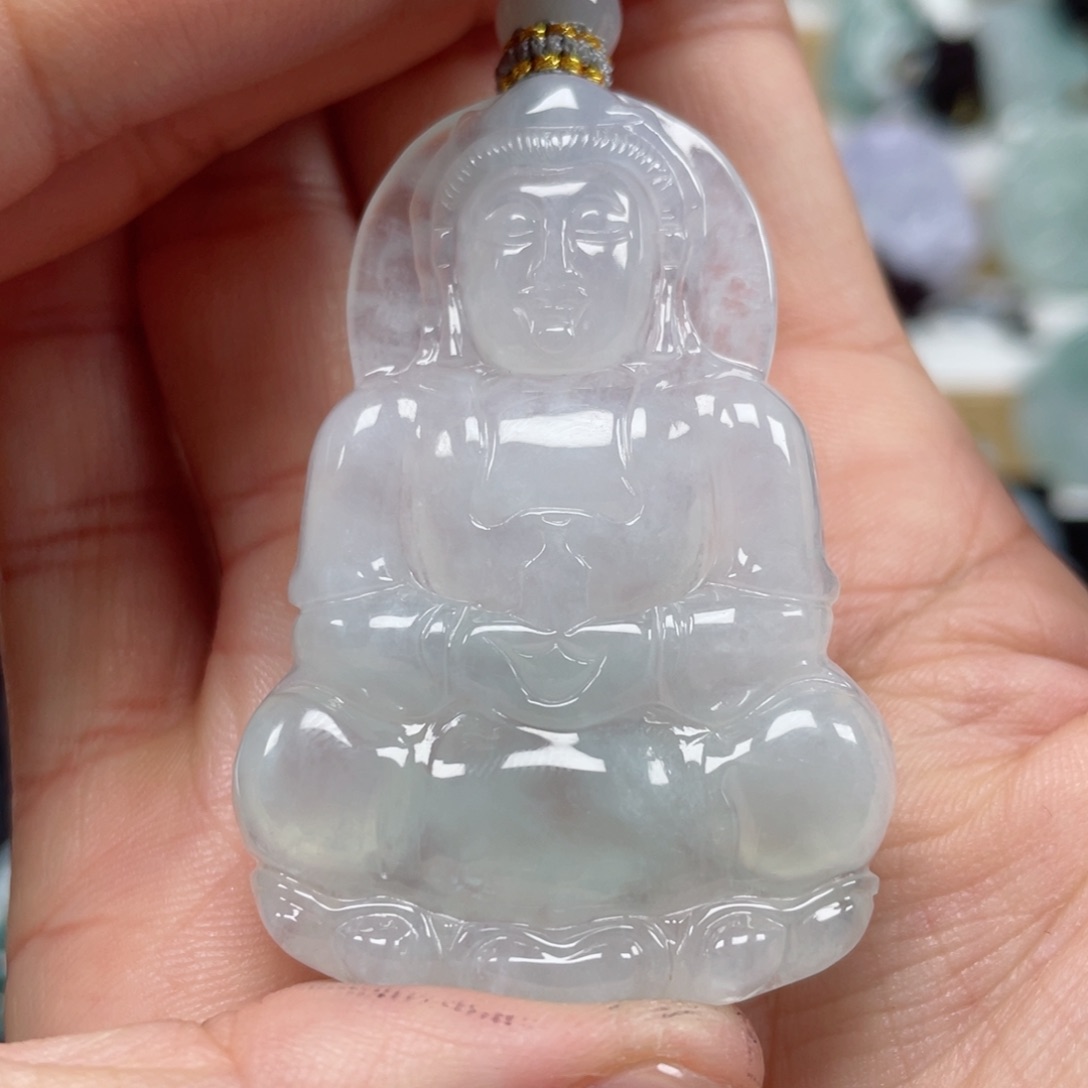 翡翠颈饰未镶嵌天然翡翠A货观音98号