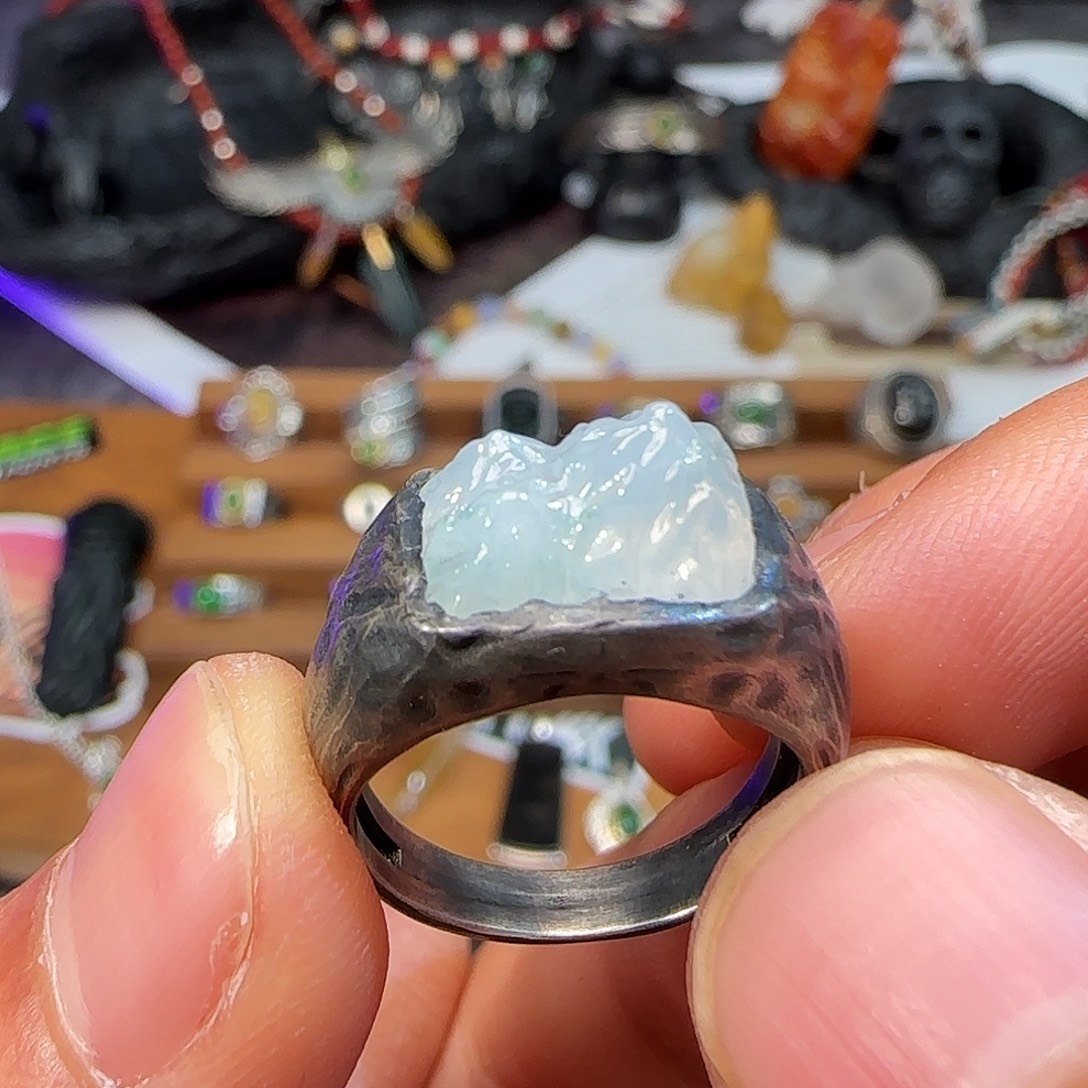 白****翡翠银S925镶嵌戒指