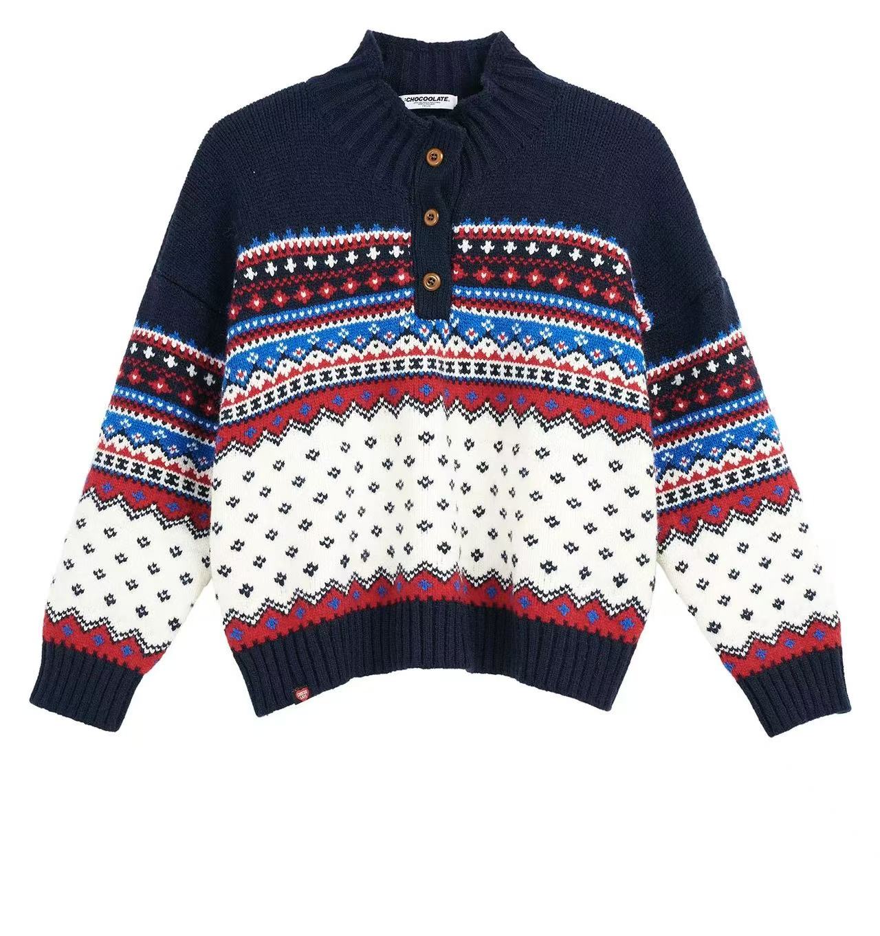 【硬货】3928网红100%羊毛秋冬加厚点缀图案毛衣女宽松新款