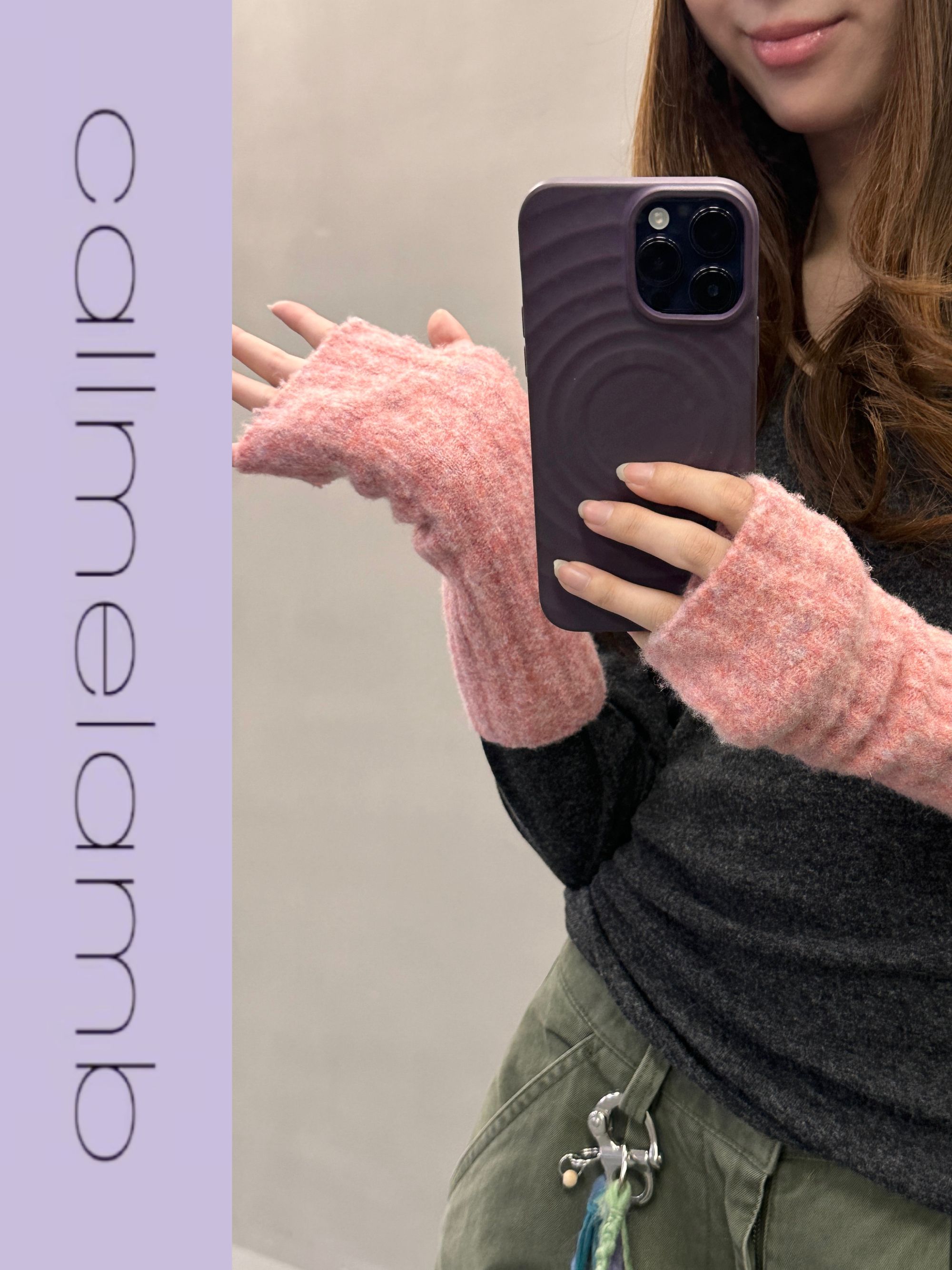 “爱吃烤红薯”时髦单品实用彩纱羊毛混纺穿指手套保暖加厚