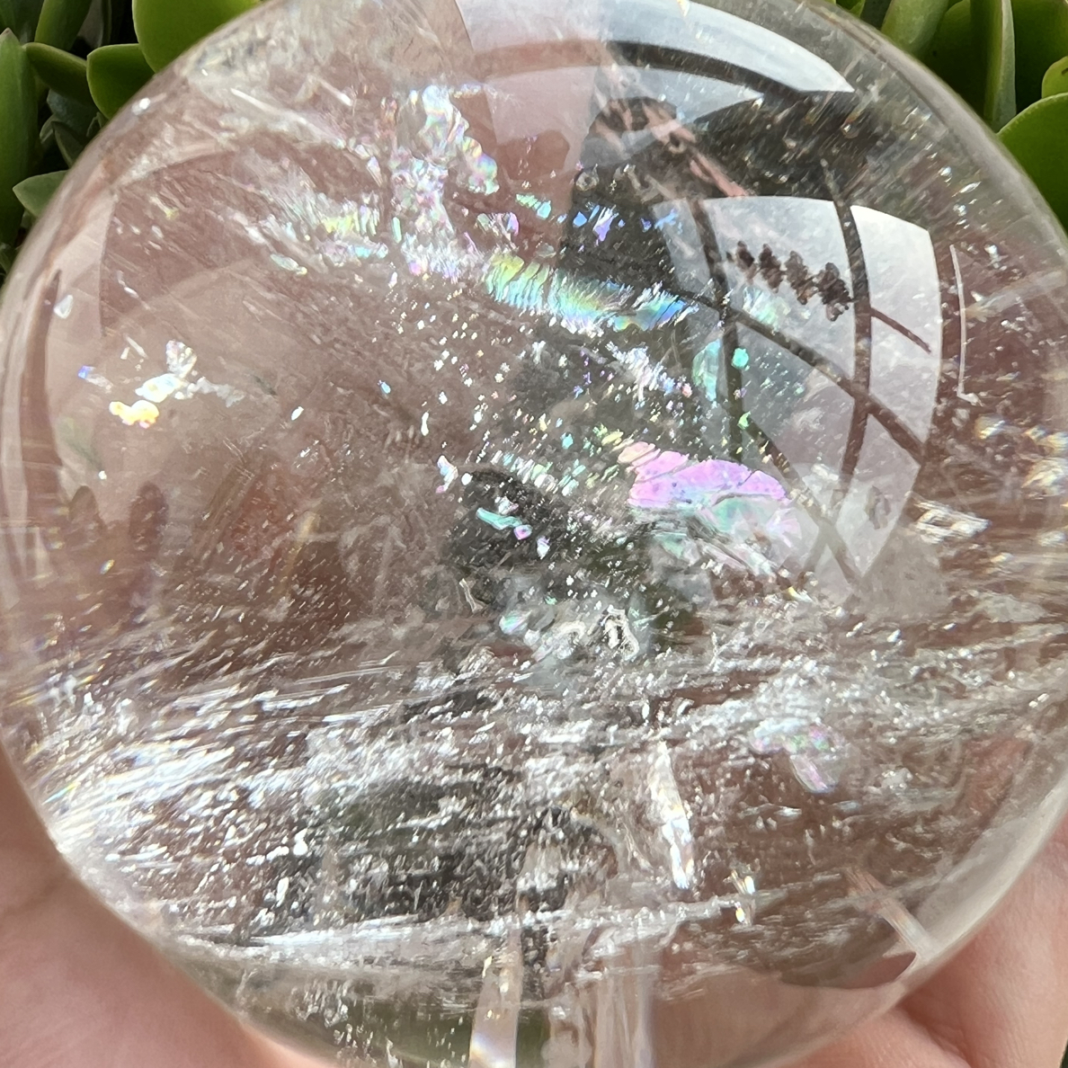 喜马拉雅符文彩虹白水晶球直径8.8公分