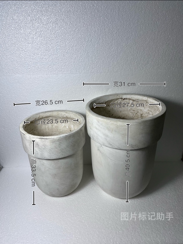 圆形简约北欧泥花盆镁泥客厅落地装饰室内阳台绿植盆栽适用