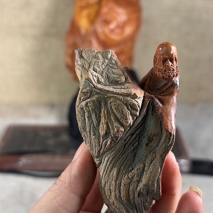 溪***水崖柏崖柏雕刻达摩