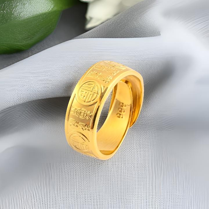 合金戒指 精工亮面百福活口戒指时尚