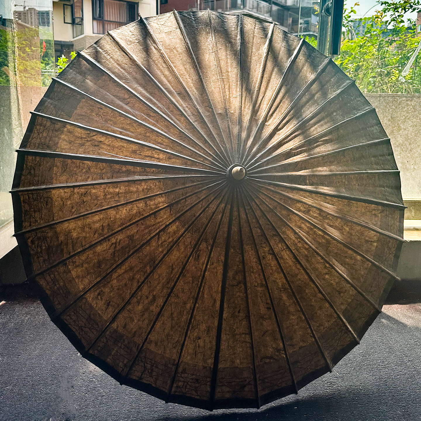 新品中典手造纸洇染古褐色云龙纸油纸伞古风晴雨两用防雨防水防晒