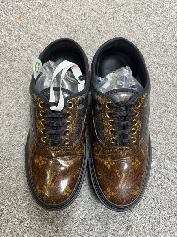 99新 LouisVuitton/路易威登 黑棕色果冻老花板鞋 39.5