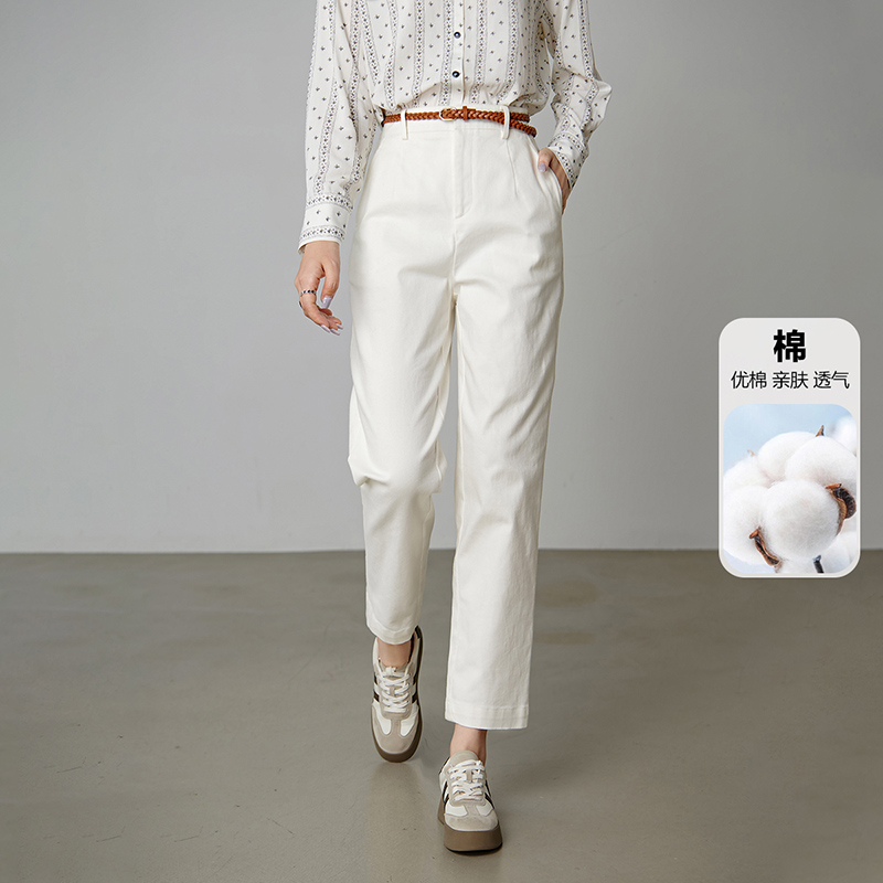 晚白【新品】2025老钱风棉质裤女【偏大半个码送腰带】25062866