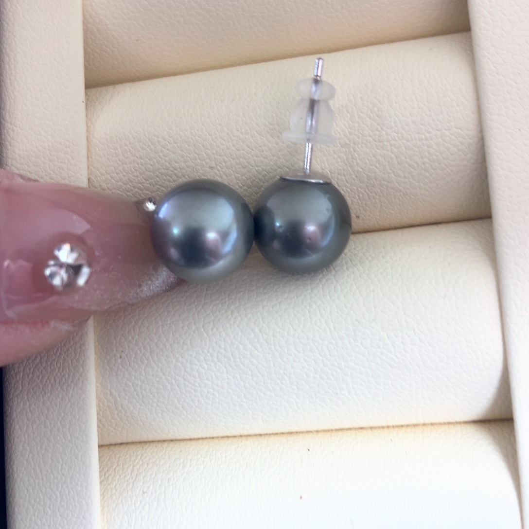 海水珍珠耳饰银S925镶嵌