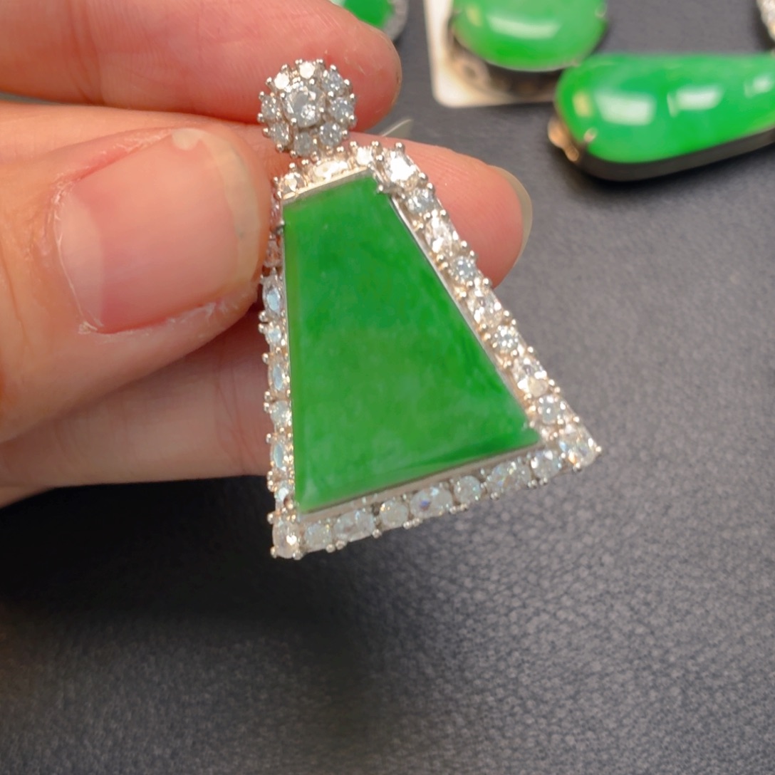 翡翠银S925镶嵌吊坠(不含链)