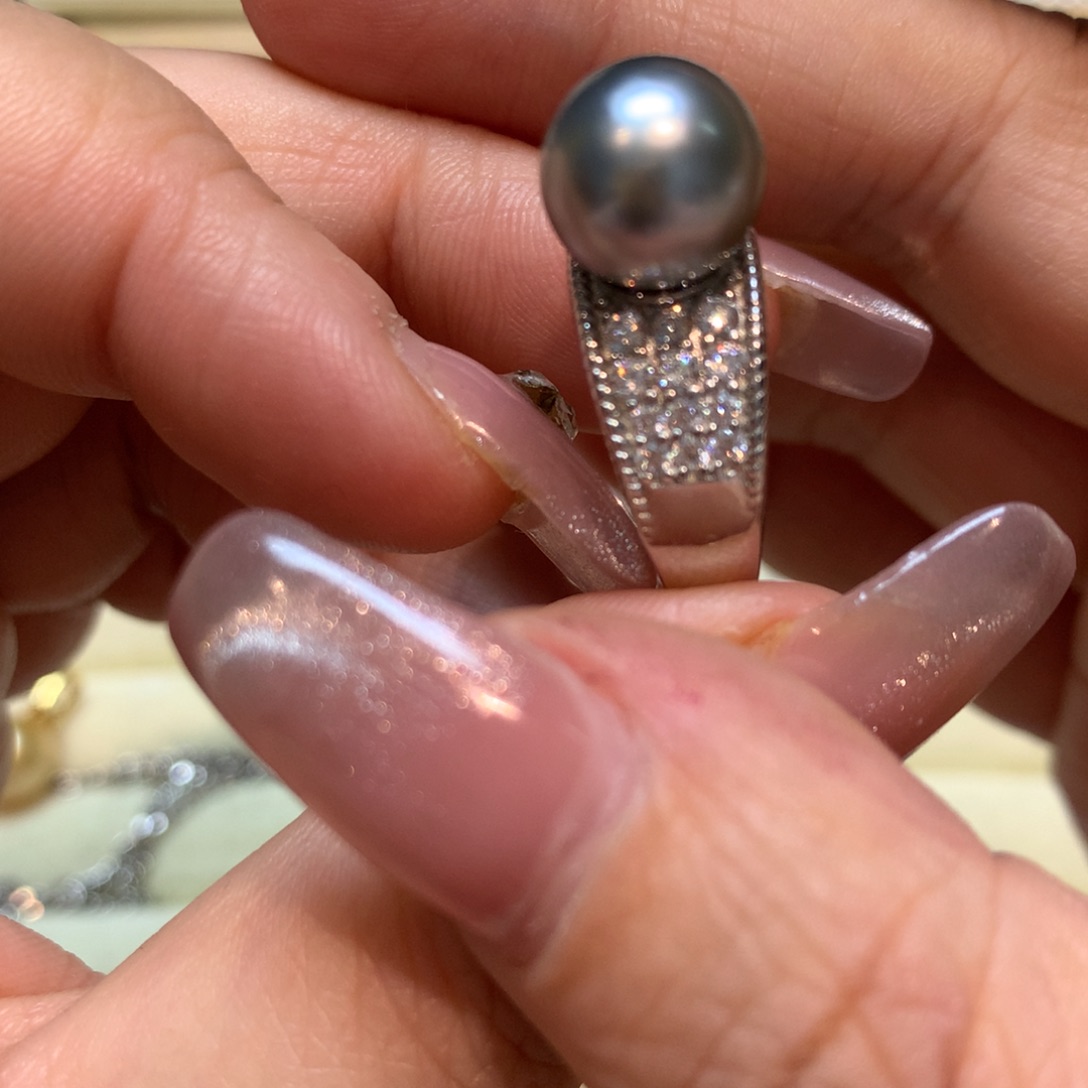 海水珍珠戒指银S925镶嵌