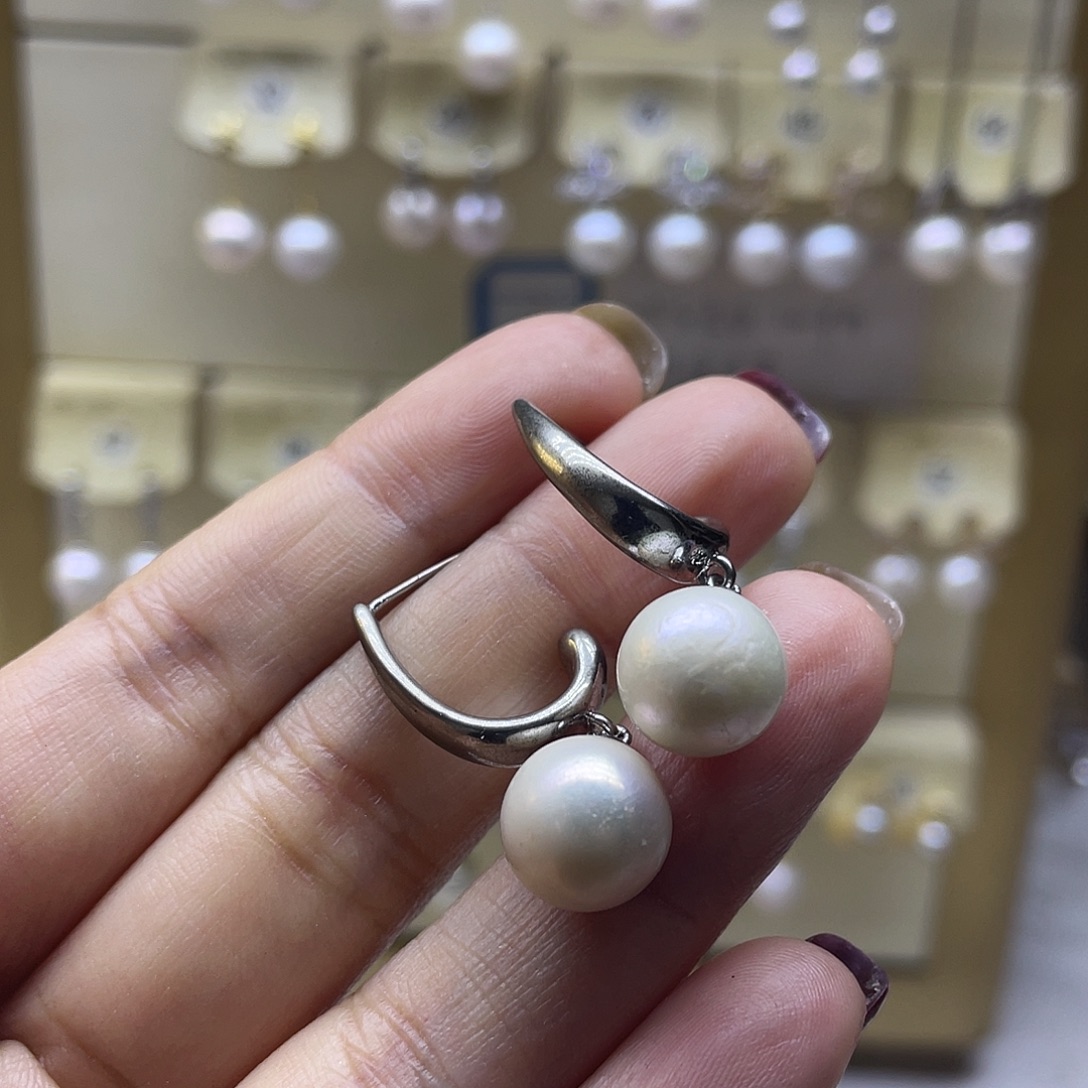 耳饰淡水珍珠银S925镶嵌
