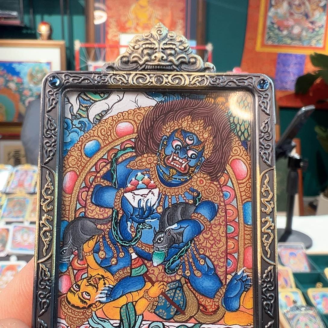 吊坠纯手绘唐卡黑财