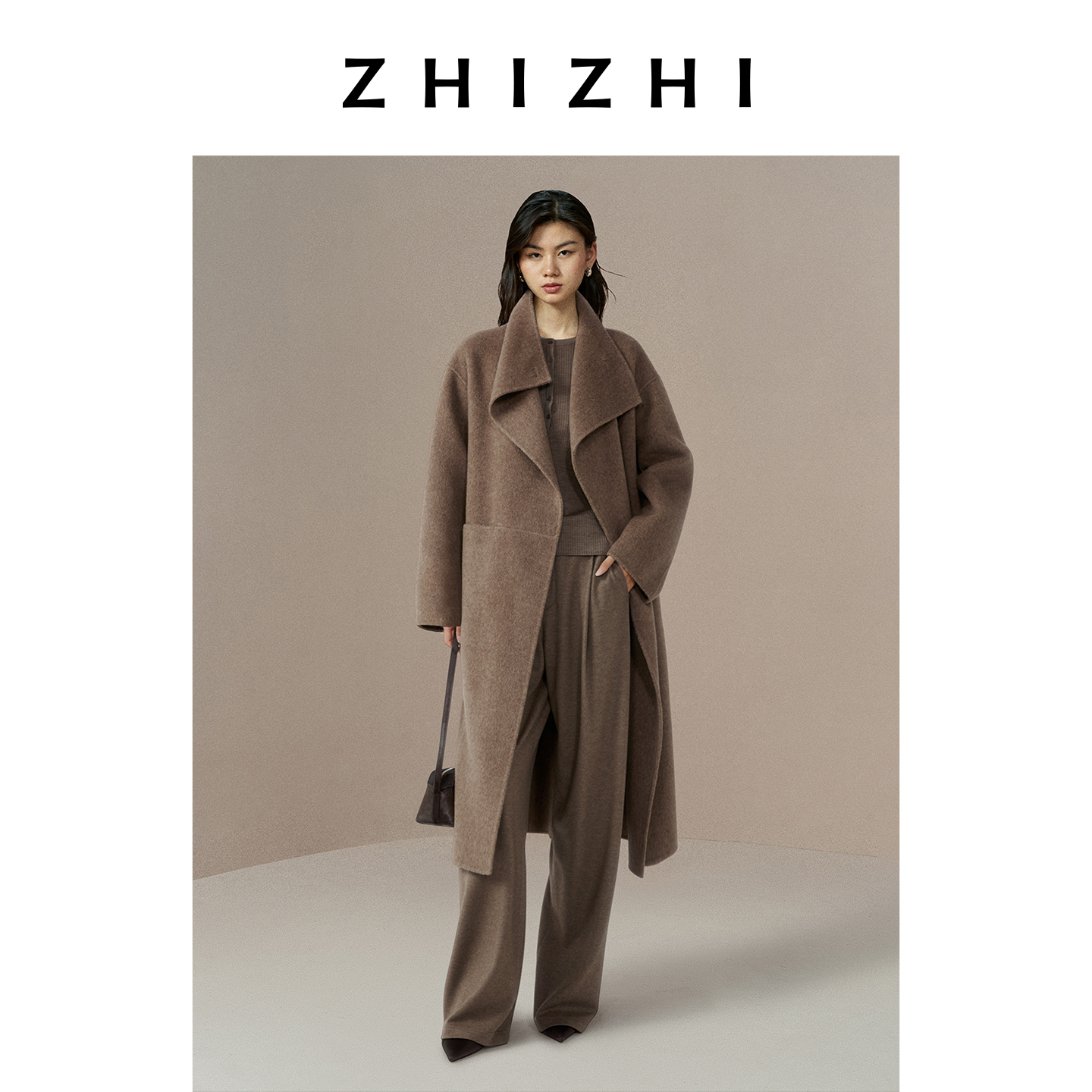 致知  江神子 羊绒绵羊毛长款毛呢大衣女25年冬季新款ZZ2EWWWS017