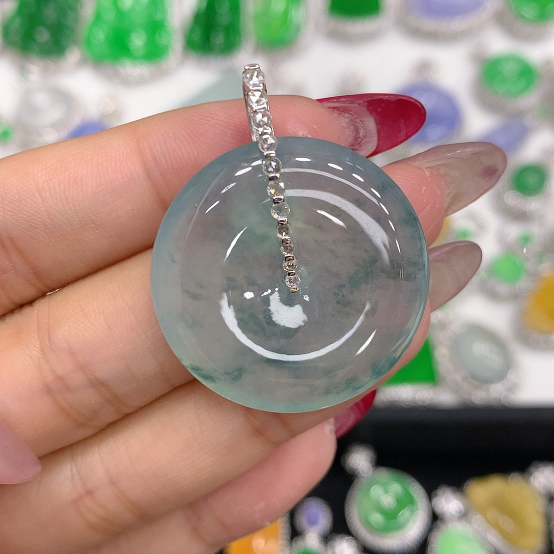 翡翠颈饰18K金镶嵌111111111