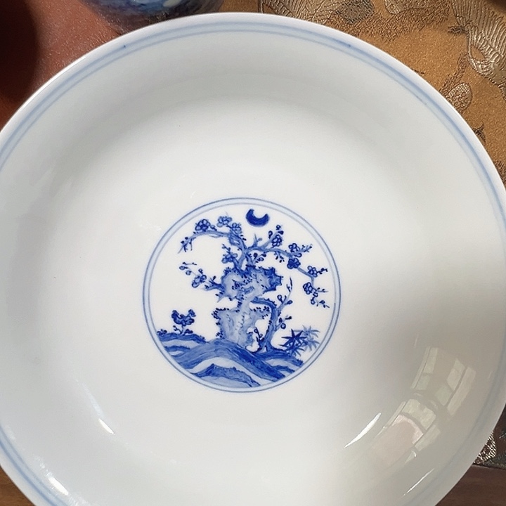 陶仿明成化，青花盘子20cm