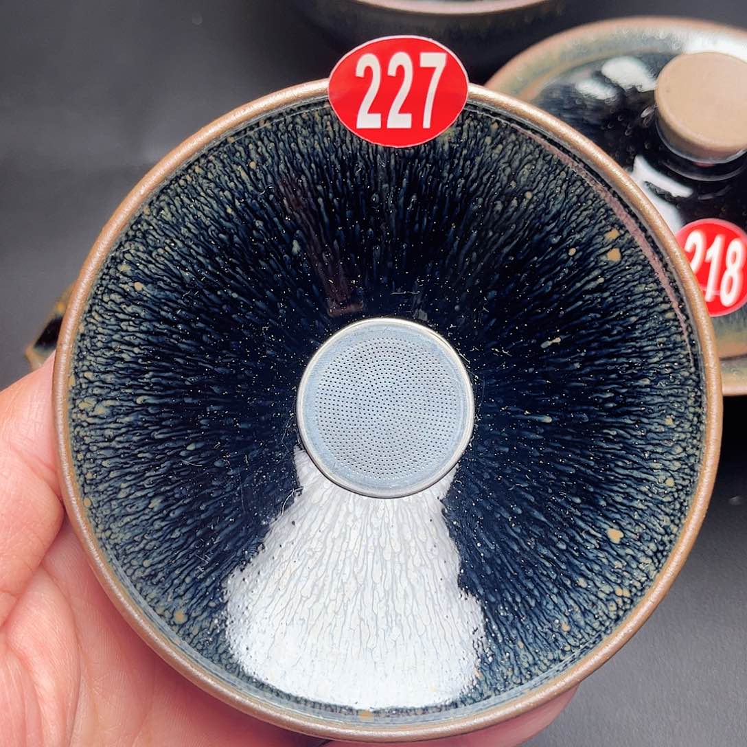 茶盏闲**乐青蓝毫茶漏茶器