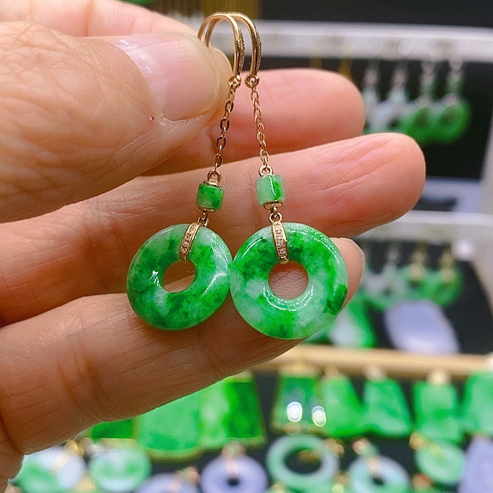 翡翠耳饰18K金镶嵌煜****.耳坠