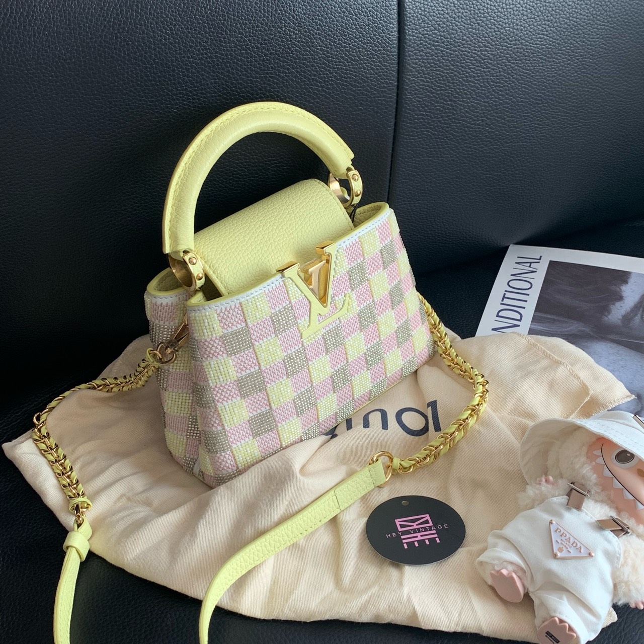 99新 LouisVuitton/路易威登 小鸡黄手工钉珠cap 20cm 13848672