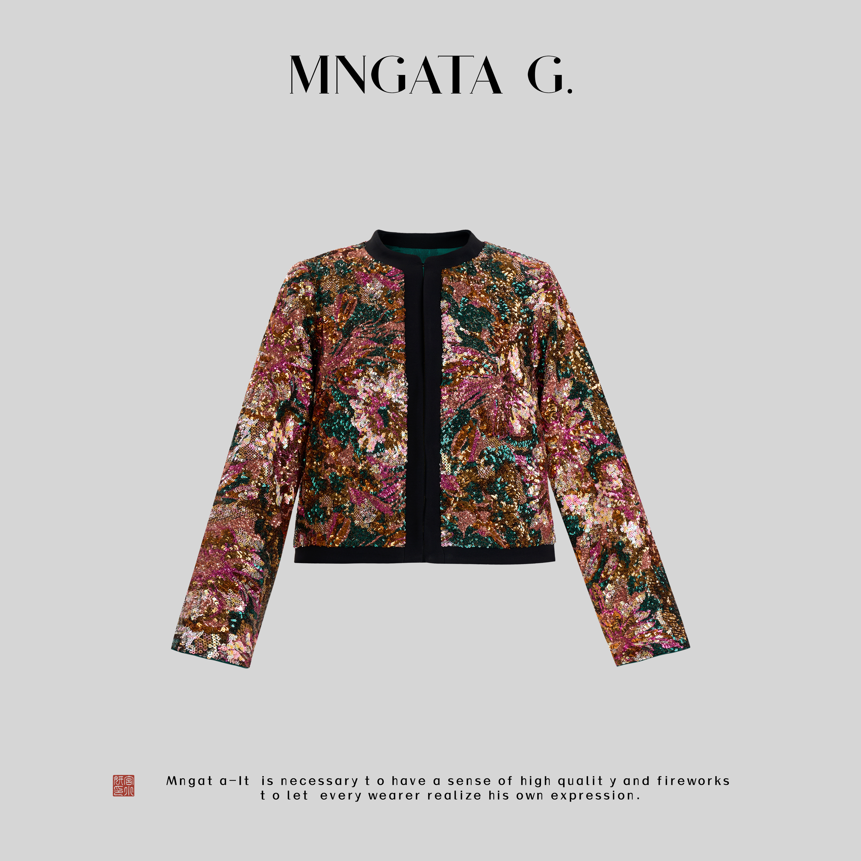 MNGATA G.宫小妍【片霞光】亮片秋冬新中式中国风休闲外套5030714