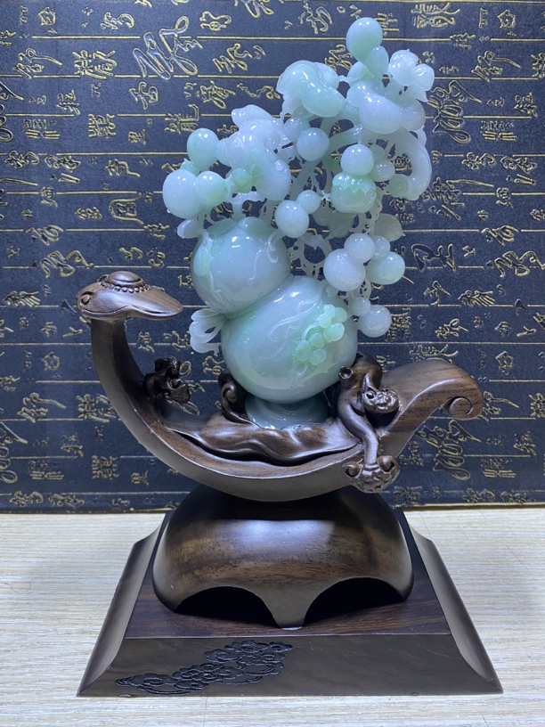 天然缅甸翡翠A货-《葫芦摆件》