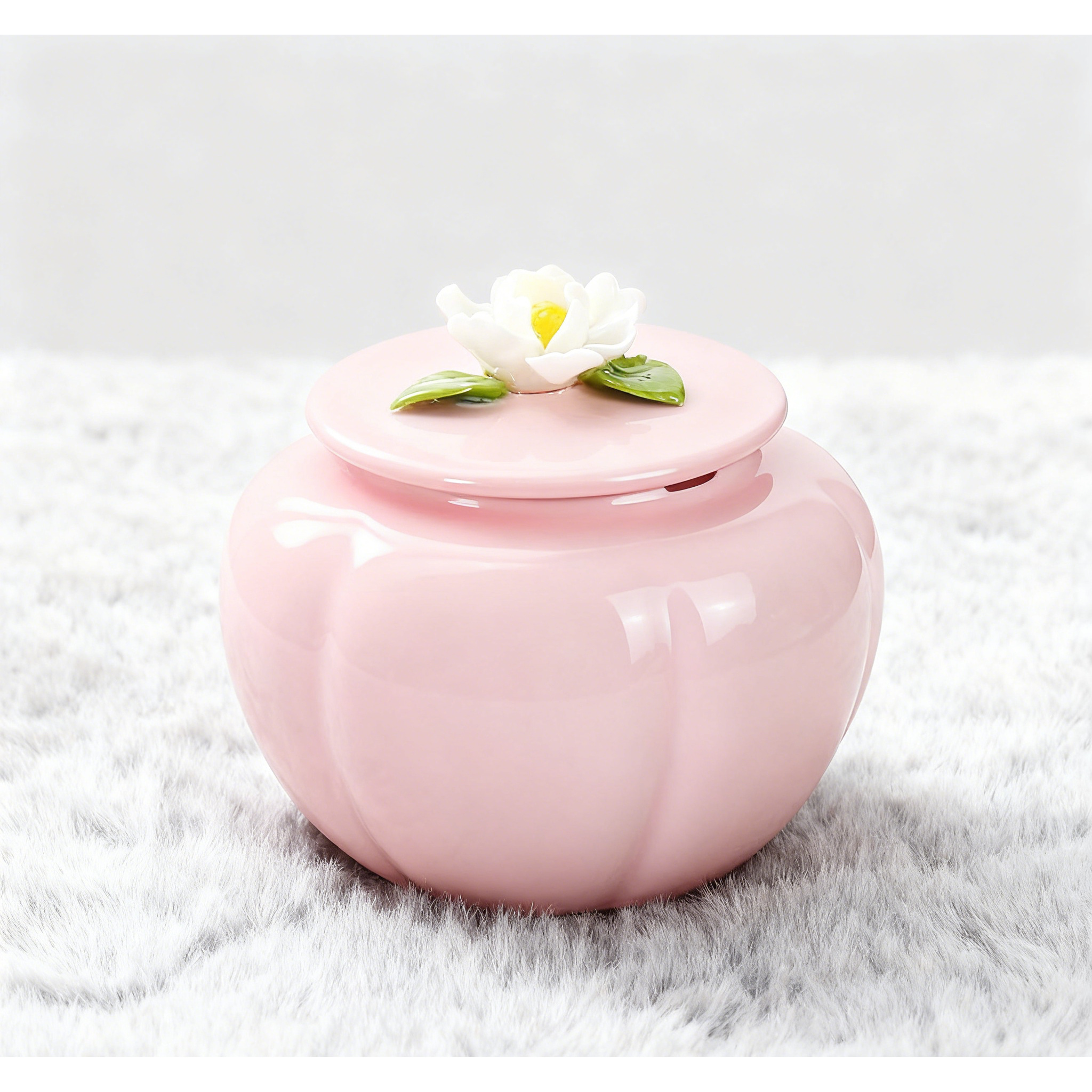 克克茶具HQ粉色捏花茶叶罐HQ-0249