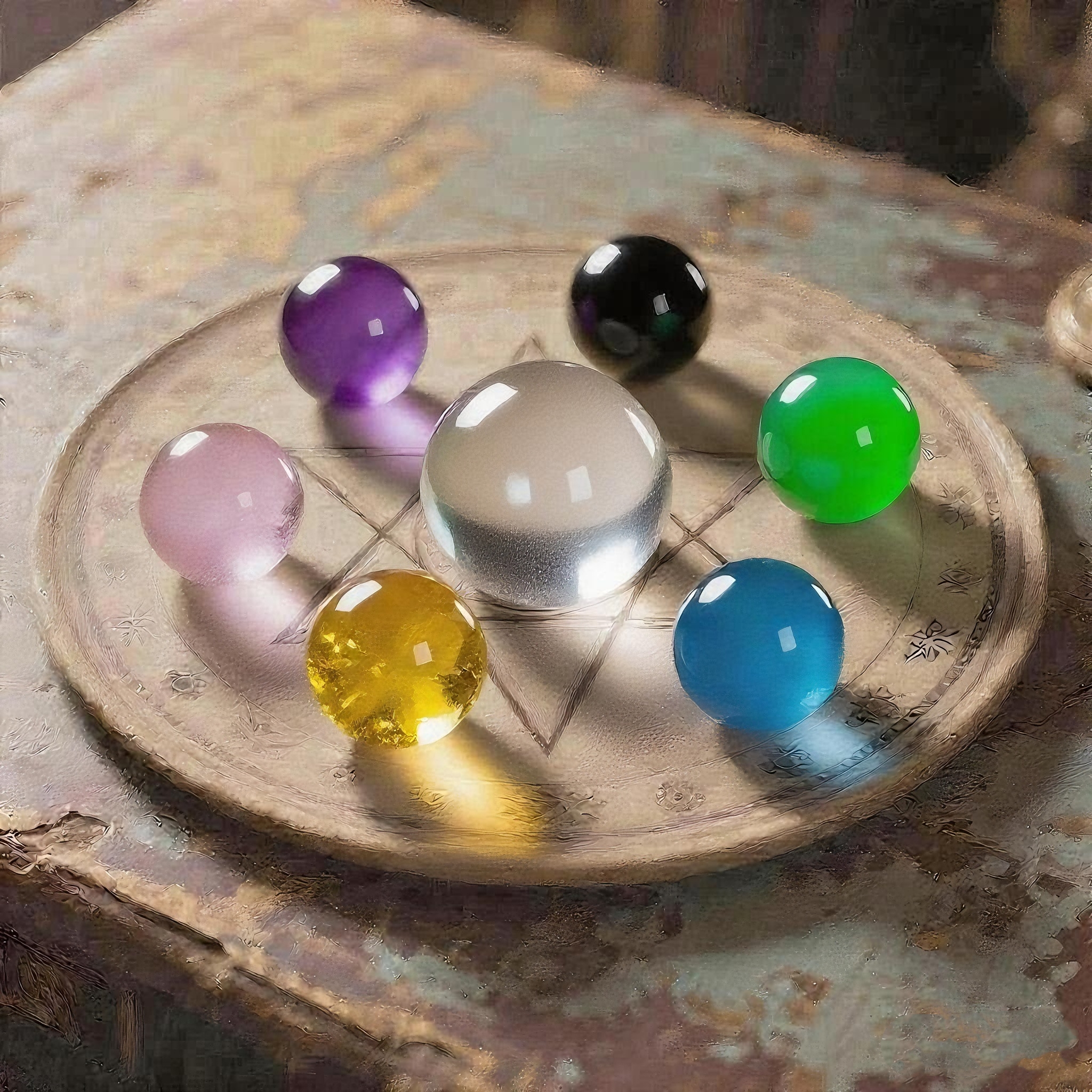 天然水晶球阵摆件紫水晶白水晶黄水晶粉水晶愈疗财招柱能量水晶球