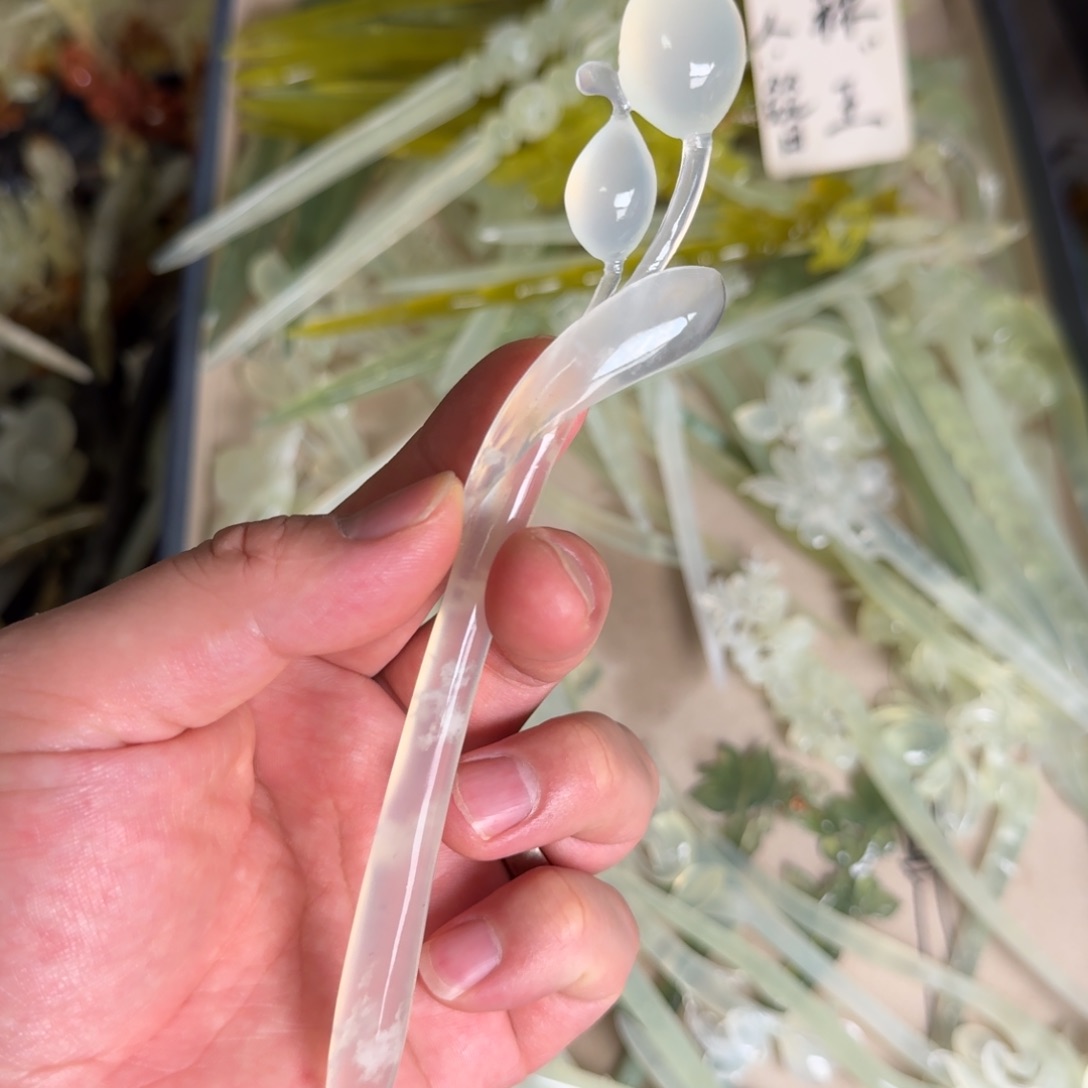 岫玉发饰未镶嵌明君玉簪就是好看