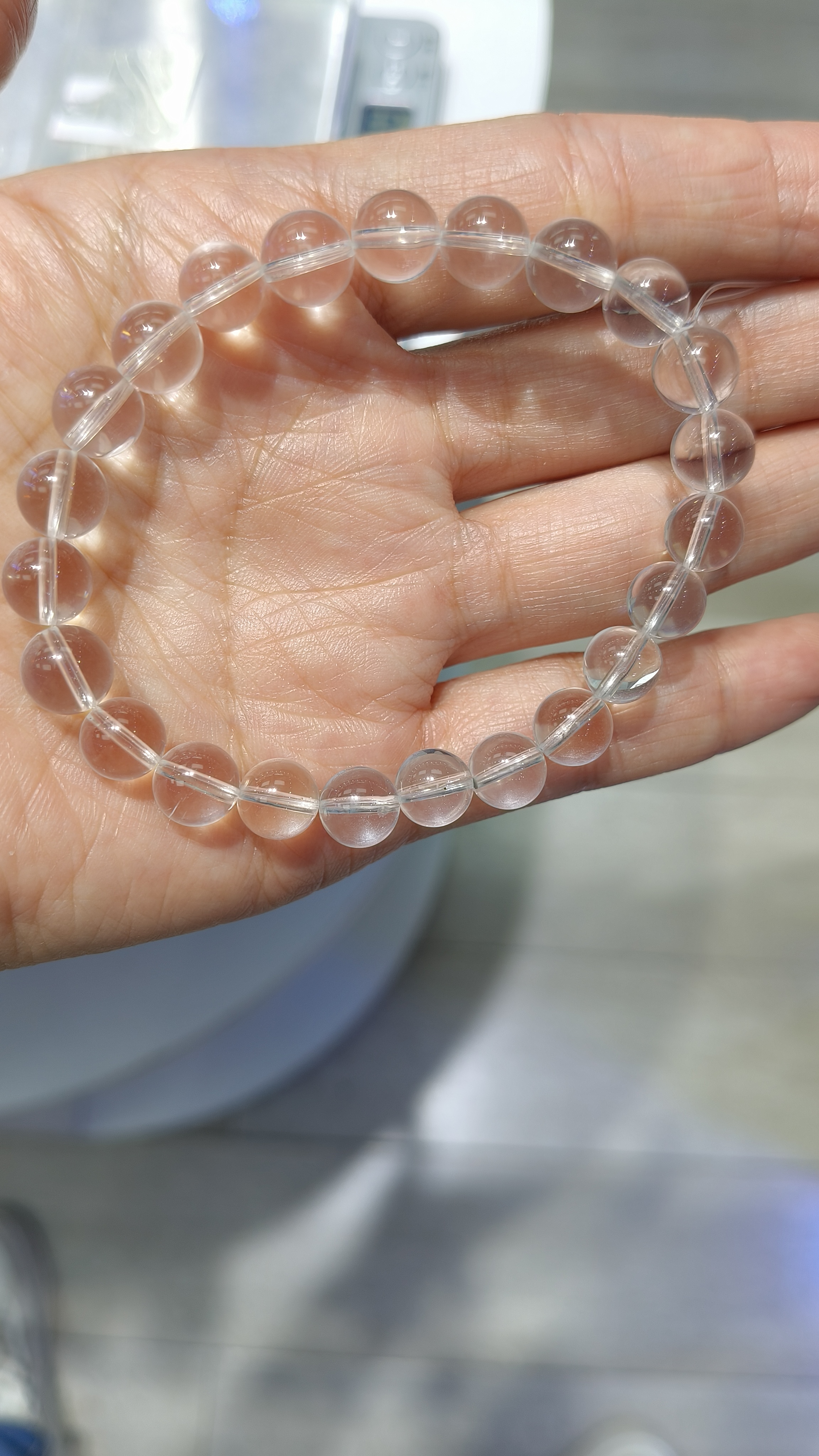 纯天然双A白水晶净体手串8+