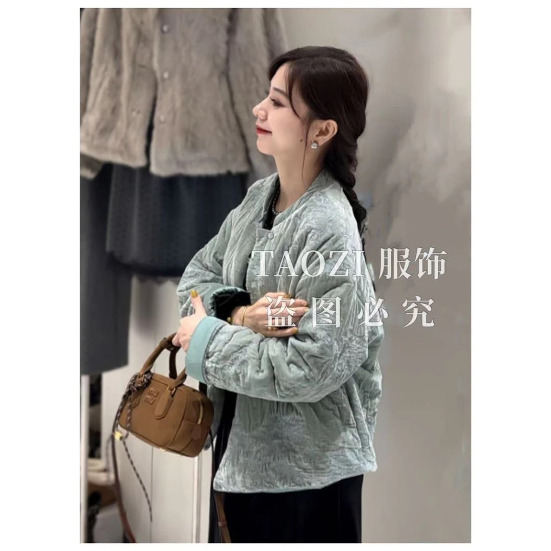 【桃子自制】10511 新中式刺绣丝绒加厚外套