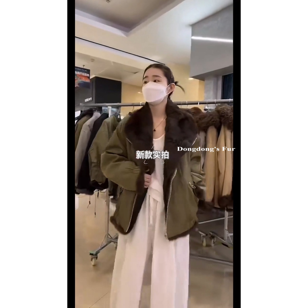 双面穿兔毛ins韩版时尚显瘦派克服短款上衣常规款散口翻领女保暖