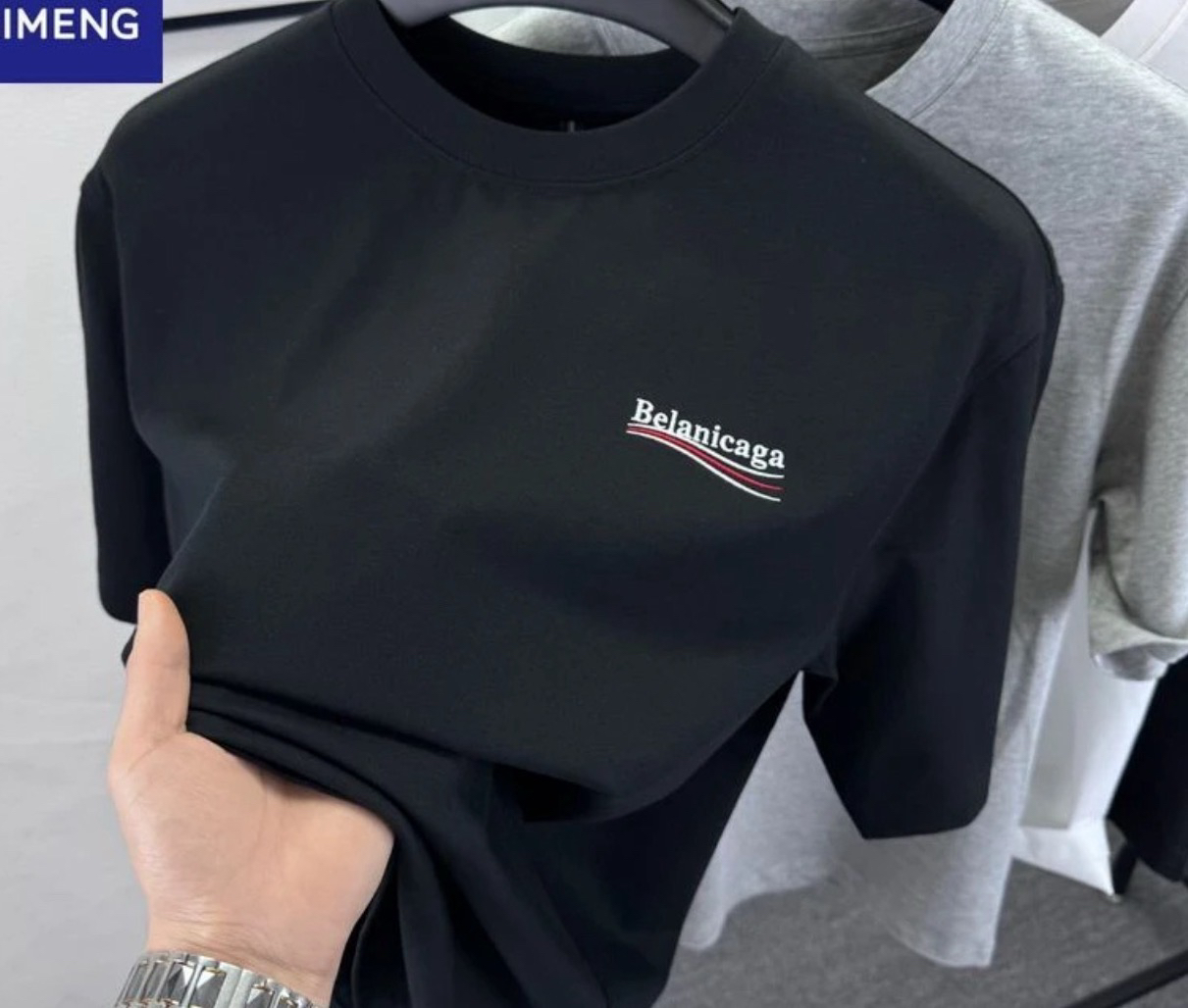 340斤欧洲站情侣款刺绣短袖黑色打底衫ins百搭