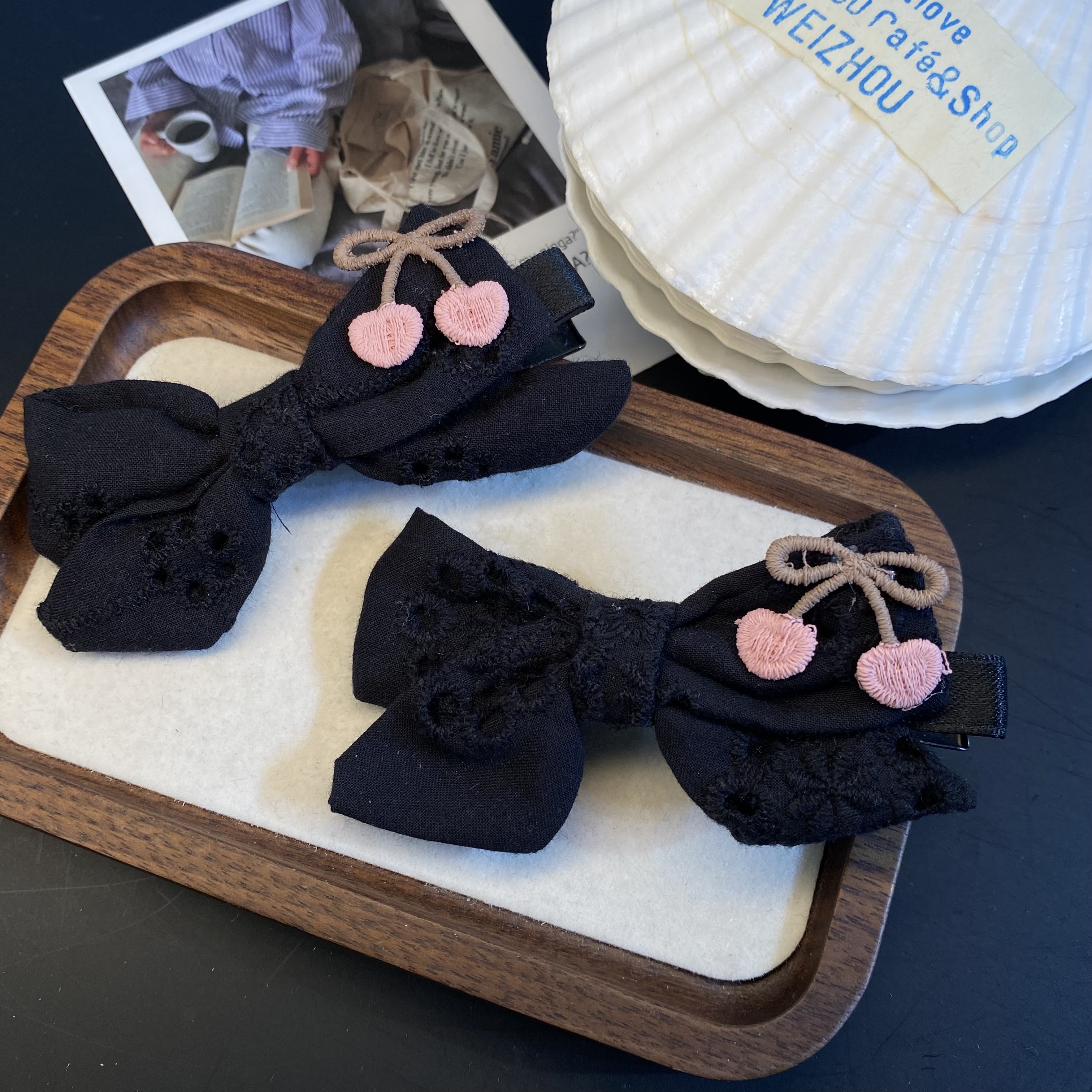 5327 樱桃蝶结对夹